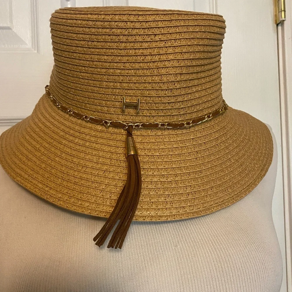 Halston Heritage Tan and Brown Wide Brim Hat